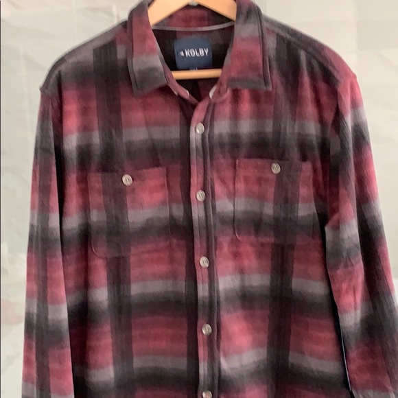 New Kolby Mens flannel plaid Button Up - Picture 2 of 8